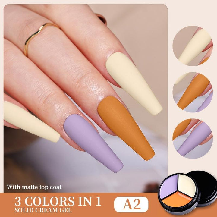 Solid Tricolor Cream Nail Polish