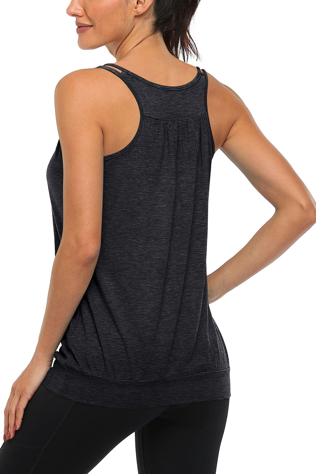 Womens Scoop Neck Spaghetti Strap Racerback Sports Tank Tops