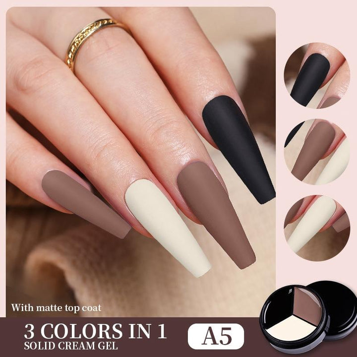 Solid Tricolor Cream Nail Polish