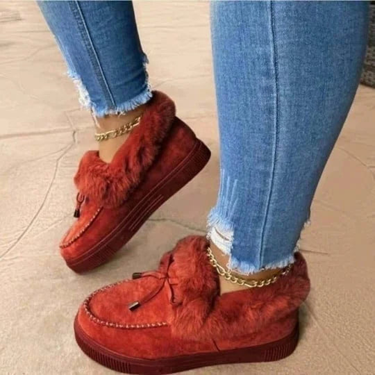 ⚡Womens boots round head thick sole⚡Wool thick warm cotton shoes