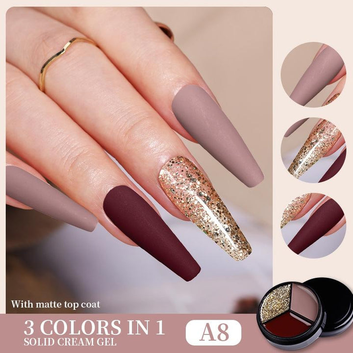 Solid Tricolor Cream Nail Polish
