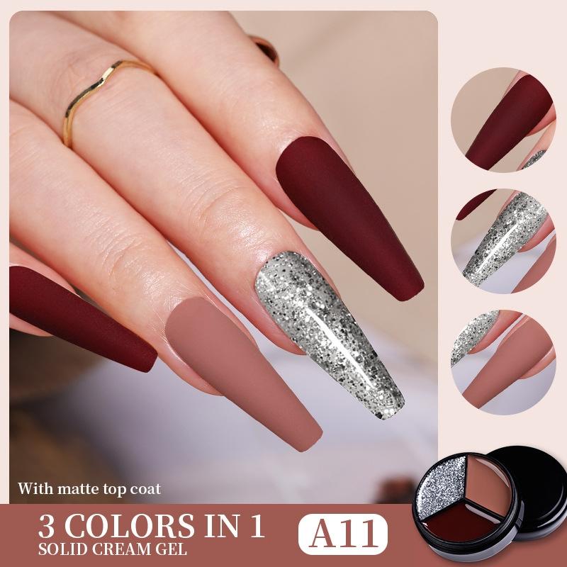 Solid Tricolor Cream Nail Polish