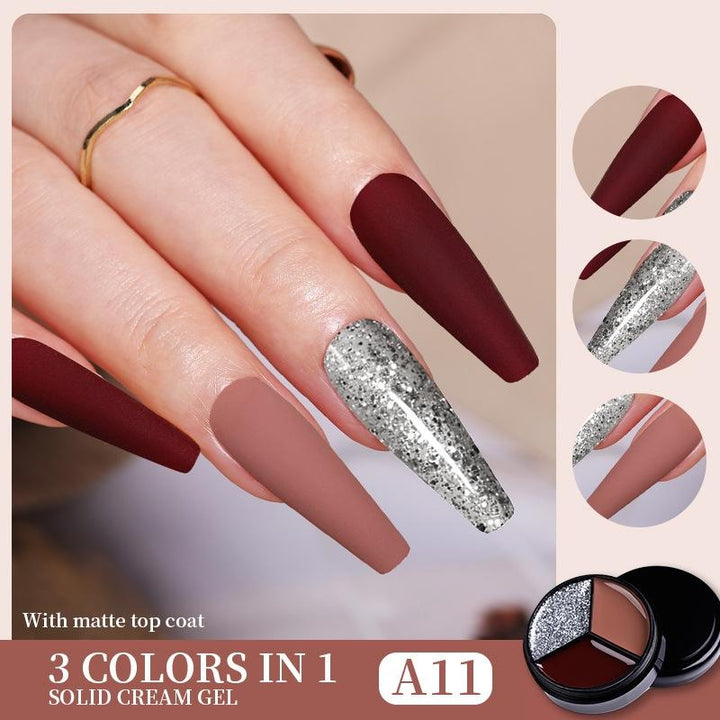 Solid Tricolor Cream Nail Polish