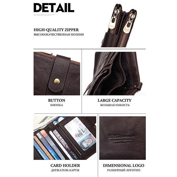 Genuine Leather Anti-theft Retro Wallet With Chain