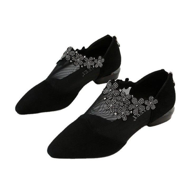 RHINESTONE STONE HOLLOW HEEL SHOES