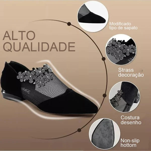 RHINESTONE STONE HOLLOW HEEL SHOES