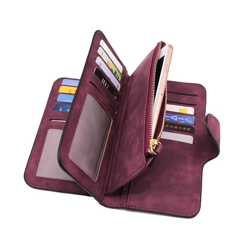 Leather Zipper Long Wallet Card Holder Viconchic