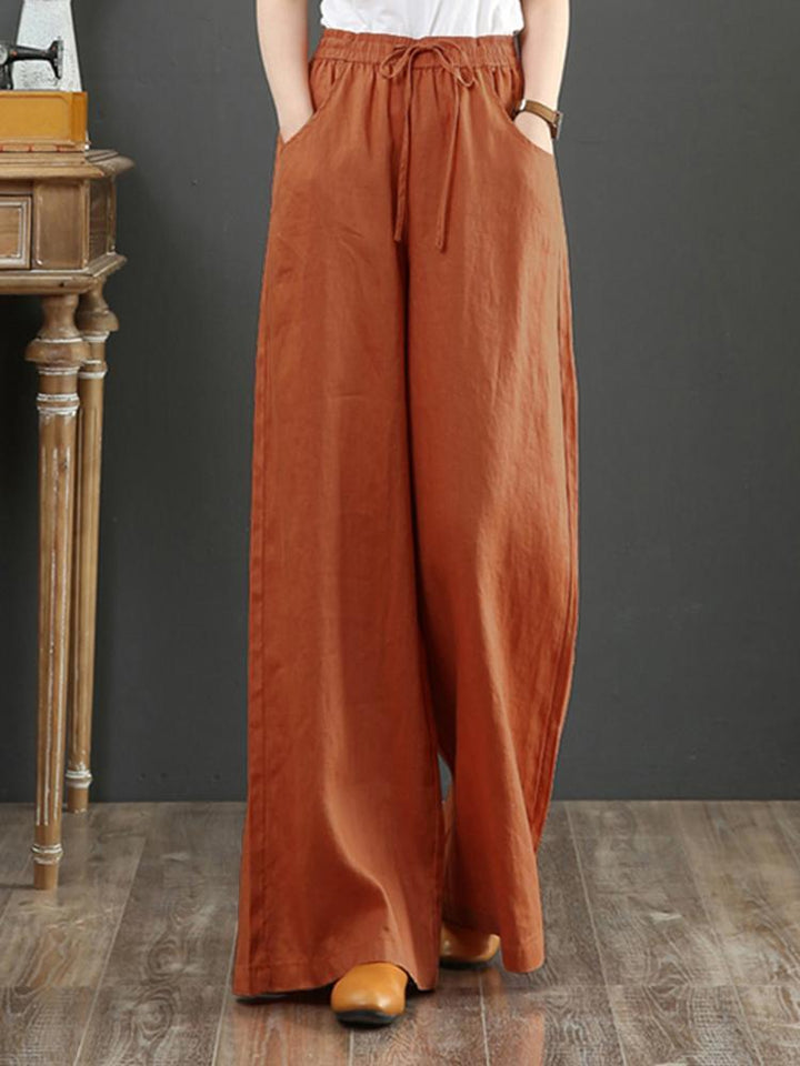 High Waist Wide Straight Leg Cotton Pants Trousers