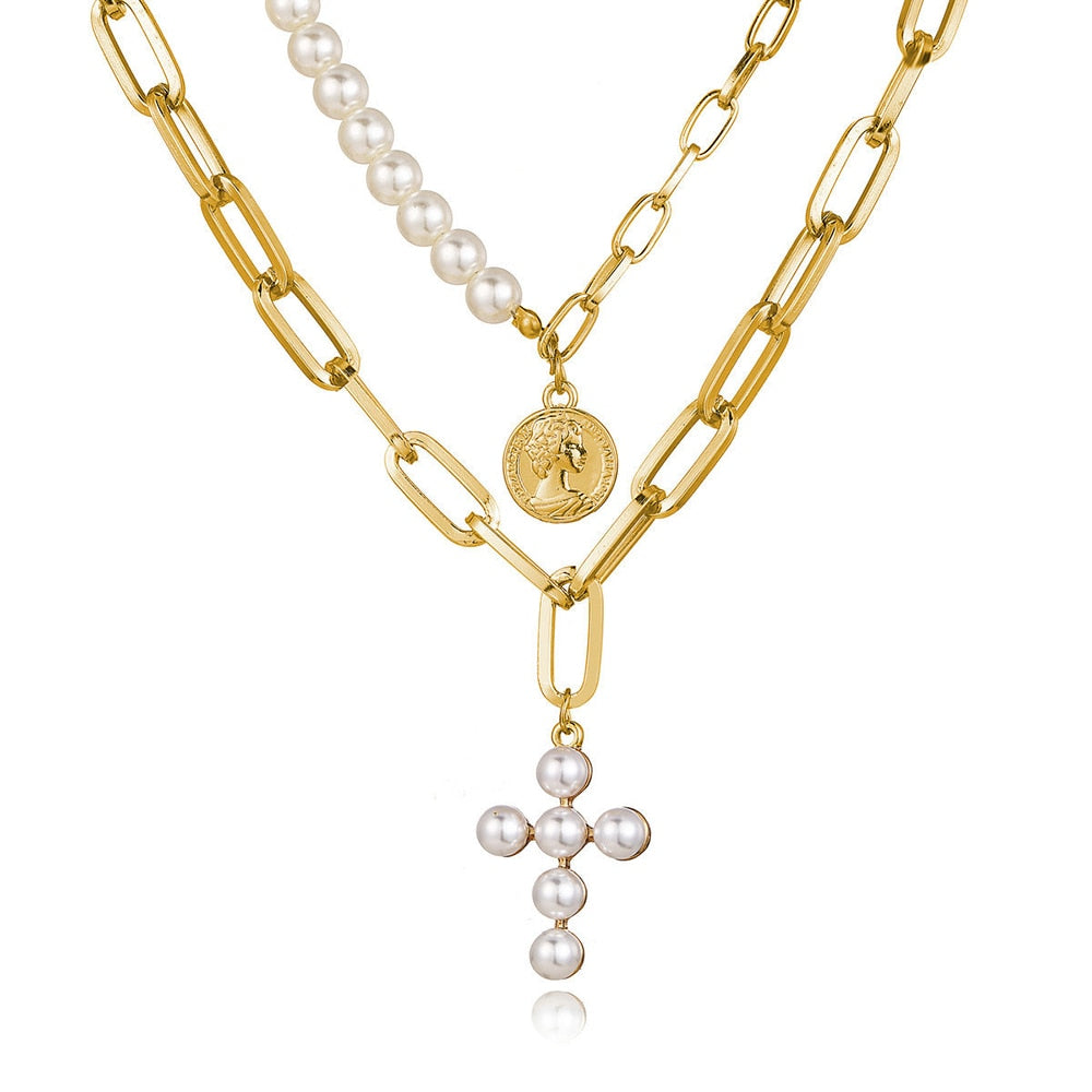 Pearl Cross Necklace